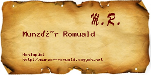 Munzár Romuald névjegykártya